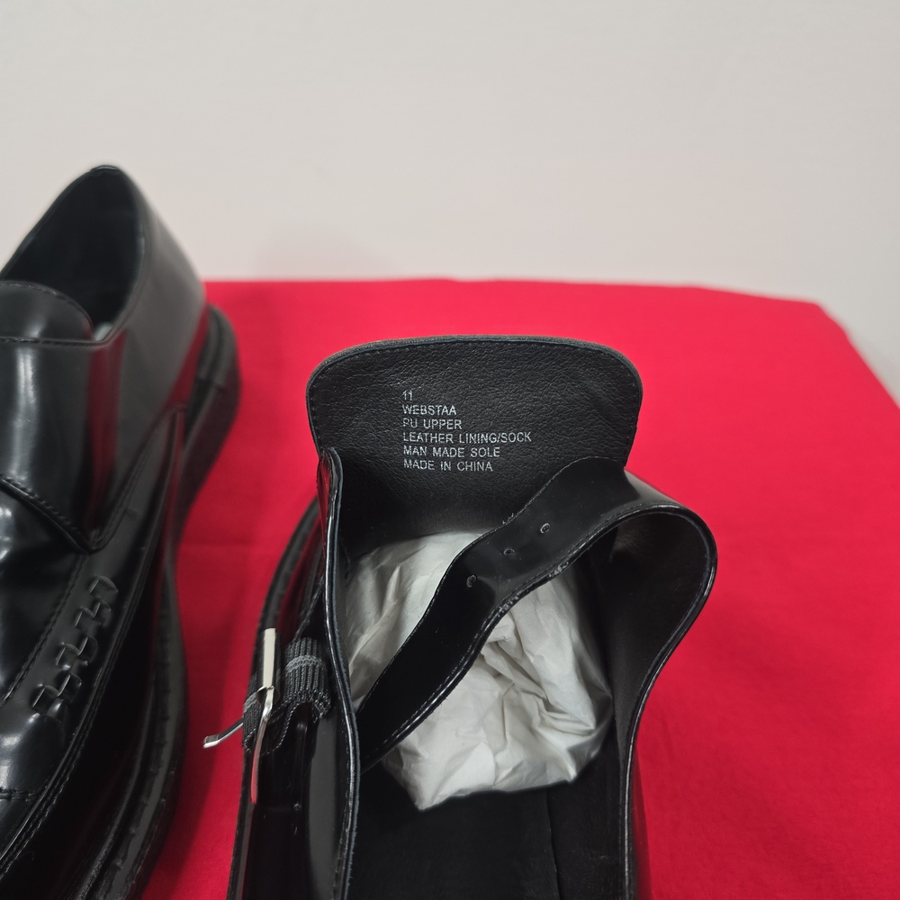 Steve Madden Black Leather Loafers with Broguing - Picture 6 of 6